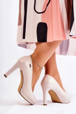 Damskie Klasyczne Czółenka Na Platformie Perłowy Beżowy Alivene