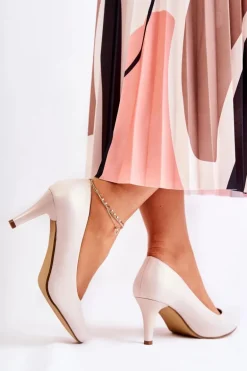 Damskie Klasyczne Czółenka Perłowe Beżowe Semprella