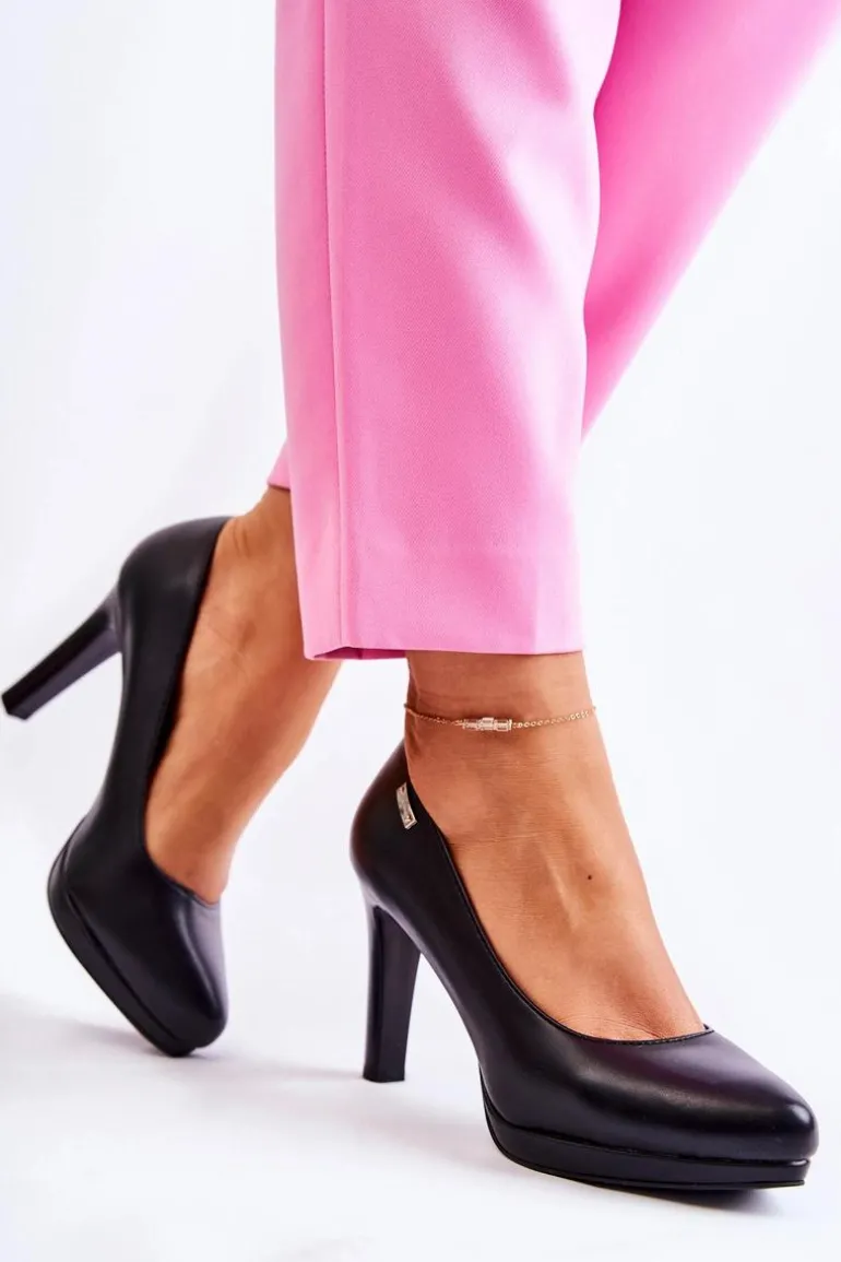 Damskie Klasyczne Czółenka Na Platformie Czarne Alivene