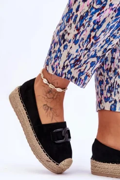 Damskie Klasyczne Espadryle Na Platformie Czarne Maurine