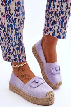 Damskie Klasyczne Espadryle Na Platformie Fioletowe Maurine