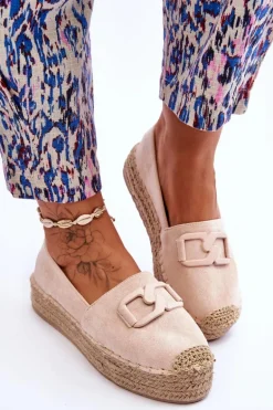 Damskie Klasyczne Espadryle Na Platformie Beżowe Maurine