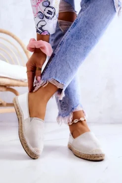 Damskie Klasyczne Espadryle Big Star JJ274951 Biało-Szare