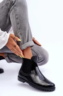 Damskie Klasyczne Kalosze Sztyblety Czarne Jenifry