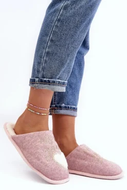 Damskie Klasyczne Kapcie Wsuwane Ocieplane Różowe Mabira