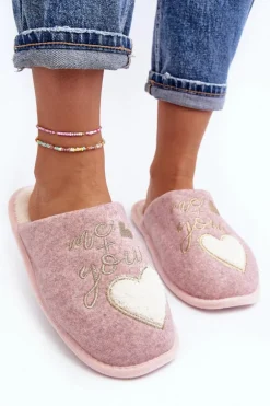 Damskie Klasyczne Kapcie Wsuwane Ocieplane Różowe Mabira