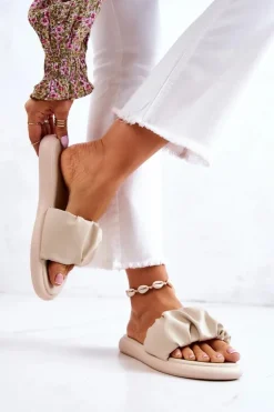 Damskie Klasyczne Klapki Beżowe Feline