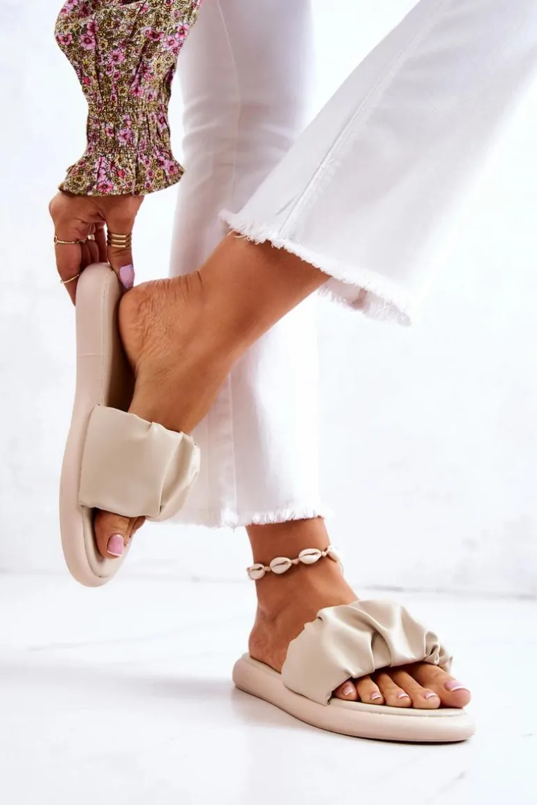 Damskie Klasyczne Klapki Beżowe Feline