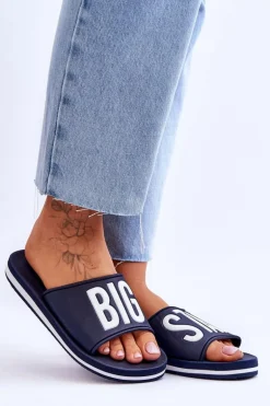 Damskie Klasyczne Klapki Big Star JJ274A323 Granatowe