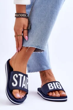 Damskie Klasyczne Klapki Big Star JJ274A323 Granatowe