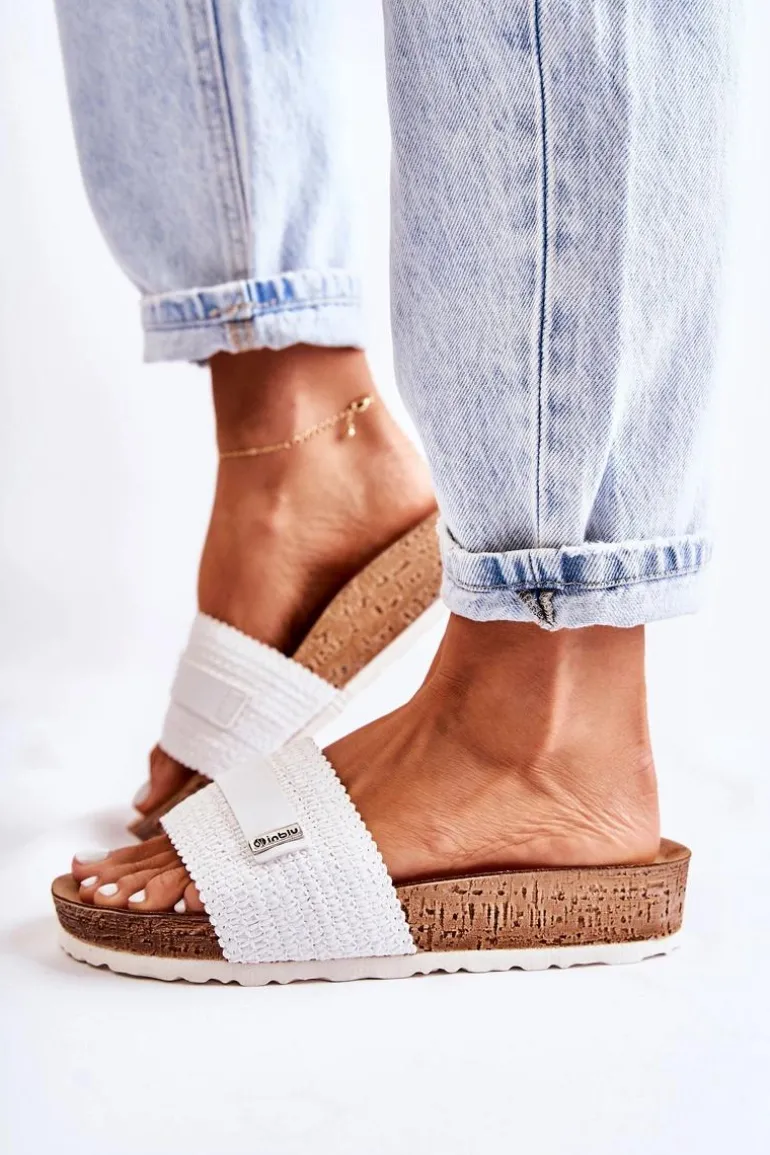 Damskie Klasyczne Klapki Inblu NM000025 Białe