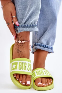 Damskie Klasyczne Klapki Big Star LL274742 Limonkowe