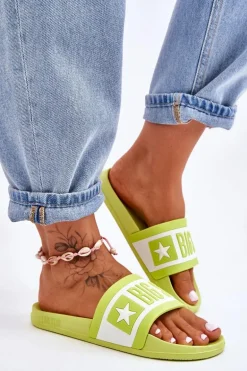 Damskie Klasyczne Klapki Big Star LL274742 Limonkowe