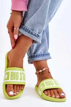 Damskie Klasyczne Klapki Big Star LL274742 Limonkowe