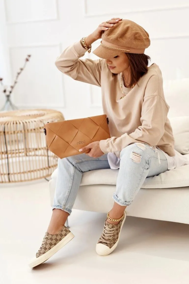 Damskie Klasyczne Logowane Trampki Khaki Challenge