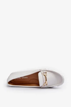 Damskie Klasyczne Mokasyny Z Ozdobą Białe Ainslee