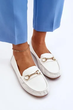 Damskie Klasyczne Mokasyny Z Ozdobą Białe Ainslee