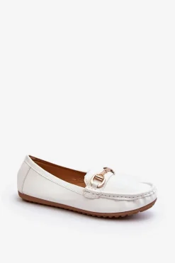 Damskie Klasyczne Mokasyny Eko Skórzane Białe Demese