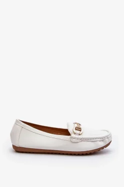 Damskie Klasyczne Mokasyny Eko Skórzane Białe Demese