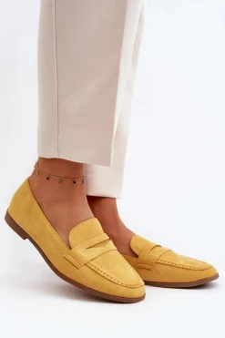 Damskie Klasyczne Mokasyny Żółte Olevin