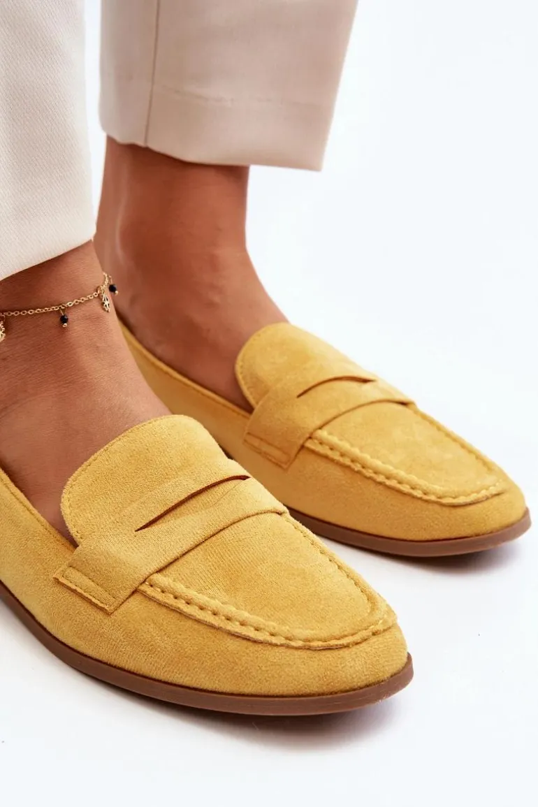 Damskie Klasyczne Mokasyny Żółte Olevin