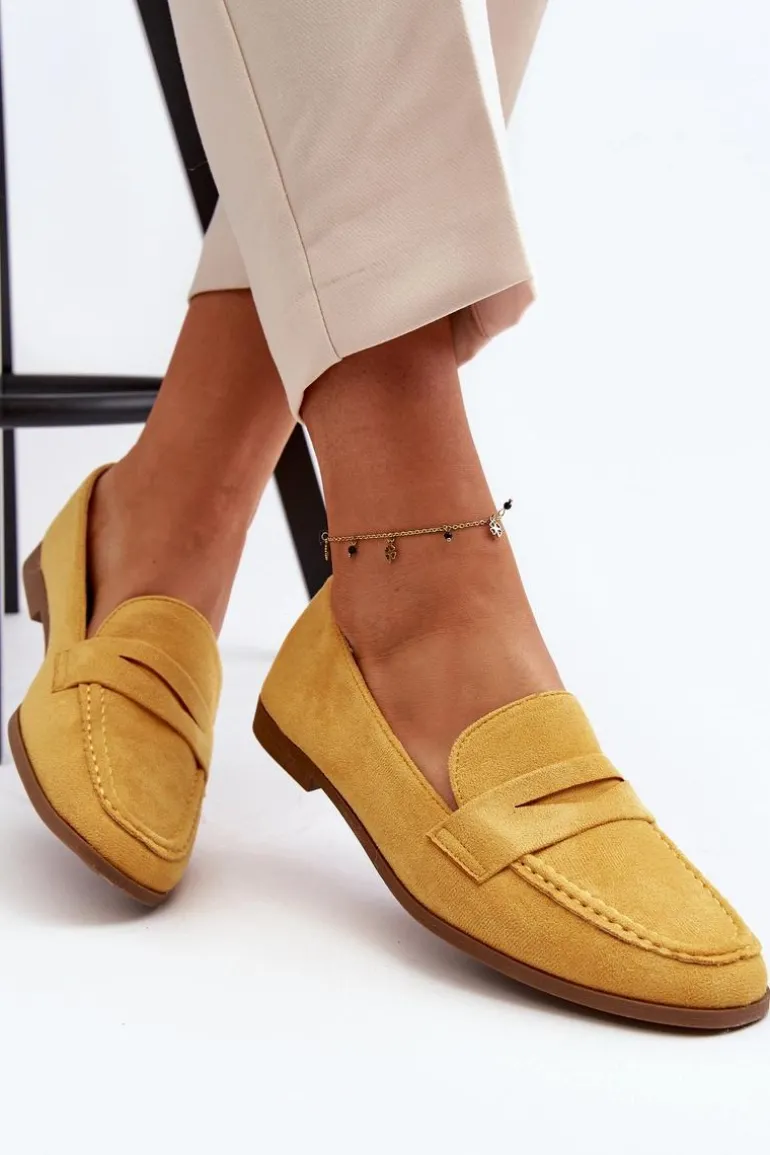 Damskie Klasyczne Mokasyny Żółte Olevin