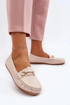 Damskie Klasyczne Mokasyny Z Ozdobą Beżowe Ainslee