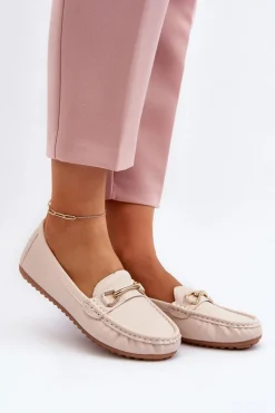 Damskie Klasyczne Mokasyny Z Ozdobą Beżowe Ainslee