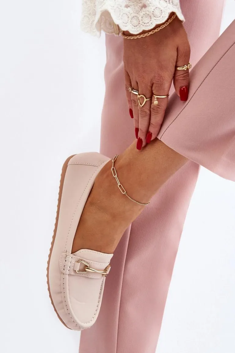 Damskie Klasyczne Mokasyny Z Ozdobą Beżowe Ainslee