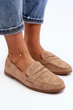 Damskie Klasyczne Mokasyny Ciemnobeżowe Olevin