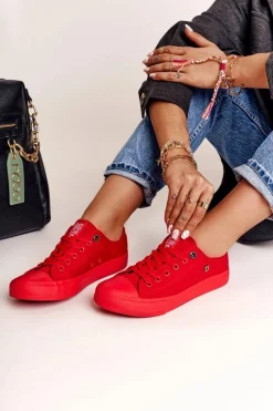 Damskie Klasyczne Niskie Trampki BIG STAR AA274007 Czerwone