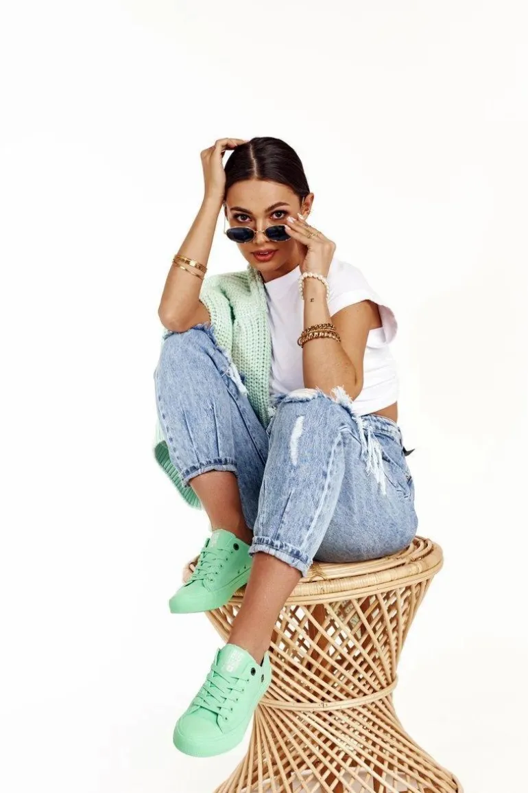 Damskie Klasyczne Niskie Trampki BIG STAR AA274030 Zielone