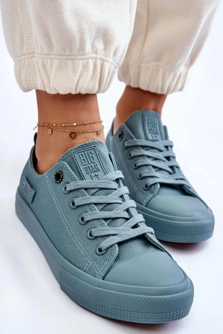 Damskie Klasyczne Niskie Trampki Big Star LL274019 Zielone