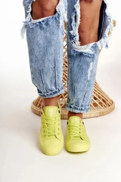 Damskie Klasyczne Niskie Trampki BIG STAR AA274012 Limonkowe