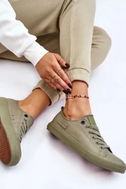 Damskie Klasyczne Niskie Trampki Big Star LL274028 Zielone