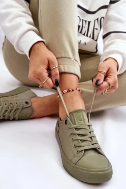 Damskie Klasyczne Niskie Trampki Big Star LL274028 Zielone