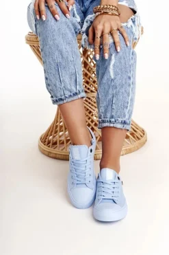 Damskie Klasyczne Niskie Trampki BIG STAR AA274029 Jasno Niebieskie