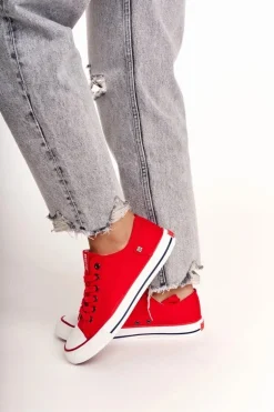 Damskie Klasyczne Niskie Trampki Big Star DD274339 Czerwone