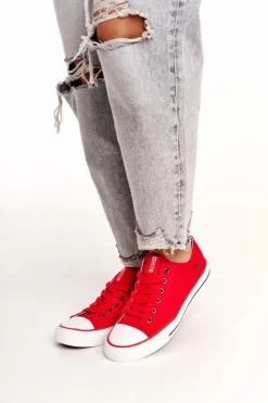 Damskie Klasyczne Niskie Trampki Big Star DD274339 Czerwone