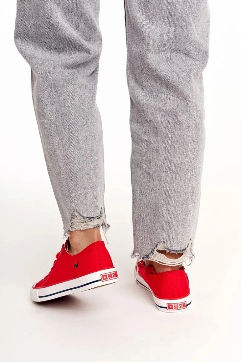 Damskie Klasyczne Niskie Trampki Big Star DD274339 Czerwone