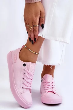 Damskie Klasyczne Niskie Trampki Big Star LL274022 Jasnoróżowe