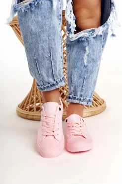 Damskie Klasyczne Niskie Trampki BIG STAR AA274028 Różowe