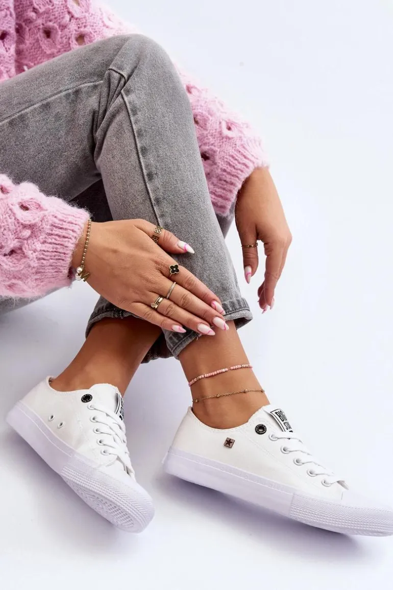 Damskie Klasyczne Niskie Trampki BIG STAR AA274010 Białe