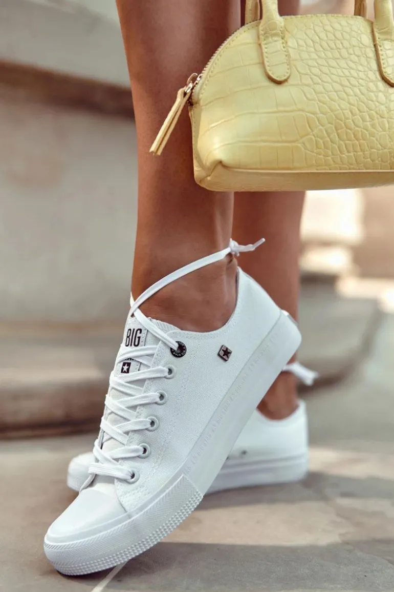 Damskie Klasyczne Niskie Trampki BIG STAR AA274010 Białe