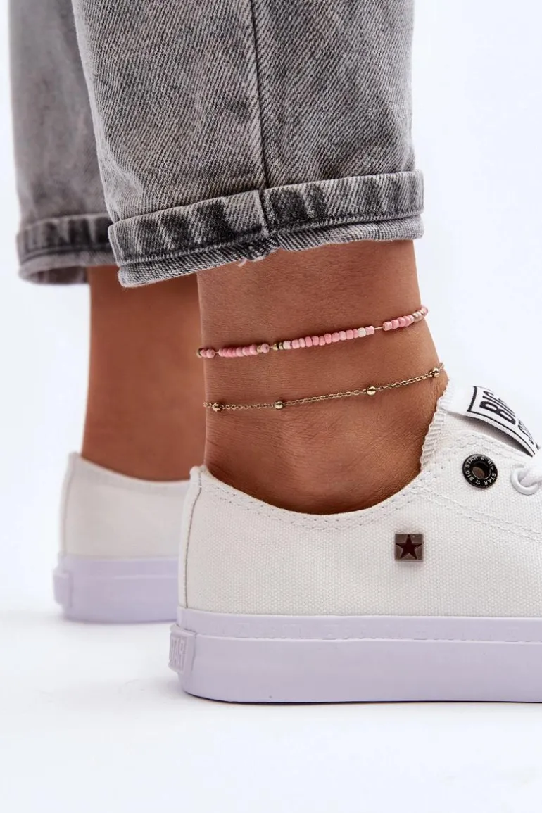 Damskie Klasyczne Niskie Trampki BIG STAR AA274010 Białe