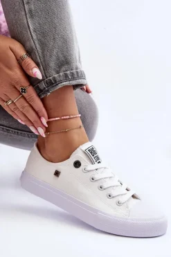 Damskie Klasyczne Niskie Trampki BIG STAR AA274010 Białe