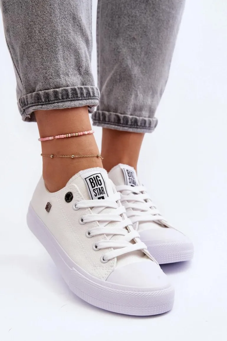 Damskie Klasyczne Niskie Trampki BIG STAR AA274010 Białe