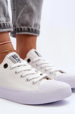 Damskie Klasyczne Niskie Trampki BIG STAR AA274010 Białe