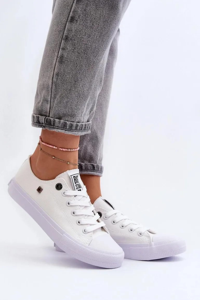 Damskie Klasyczne Niskie Trampki BIG STAR AA274010 Białe