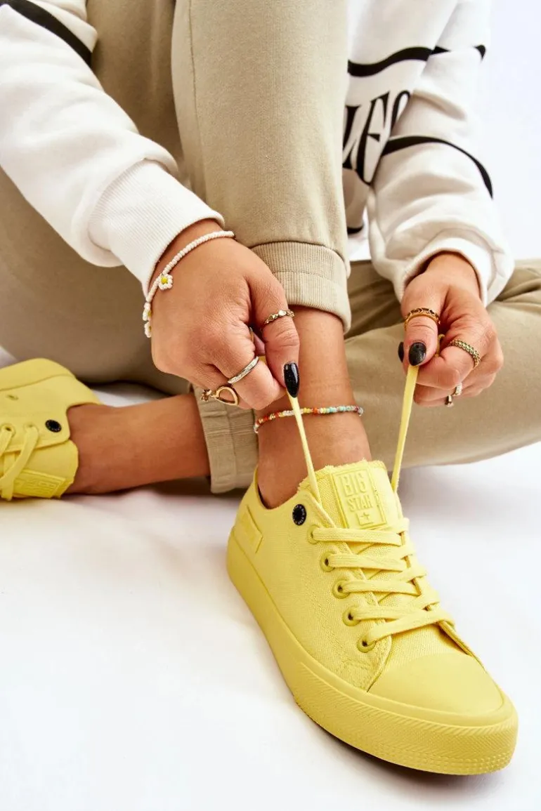Damskie Klasyczne Niskie Trampki Big Star LL274026 Żółte